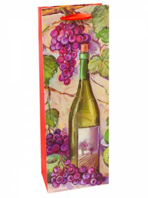 Пакет подарочный Dream Cards Натюрморт с вином и виноградом 12x36x8,5 см арт. ПКП-6279
