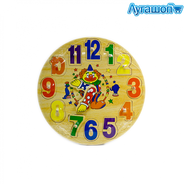 Часы детские деревянные обучающие 30 см арт. 2149-8