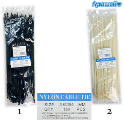 Стяжки для кабеля 3,6х250 мм 100 шт арт. 14649-12