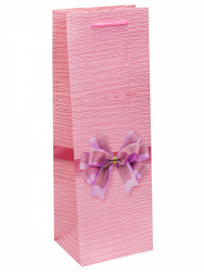 Dream cards Пакет подарочный с мат.лам. 12,8х36х8,4см (Bottle) Милый бантик, розовый, 210 г ПКП-2664