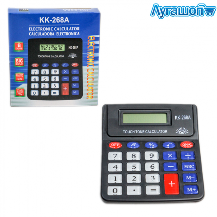 Калькулятор электронный KK-268A 8 разрядов 12х11.5 см арт. 17859-KK268A