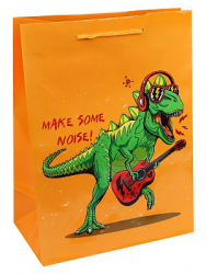 Пакет подарочный с глянцевой ламинацией 26,4x32,7x13,6 см (L) Музыкальный динозавр, 157 г. ППК-7450
