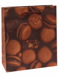 Пакет подарочный из крафт-бумаги 16х18х7 см (craft S) Шоколадные макарунсы, 130 г ППК-6242