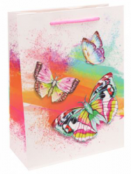 Dream cards Пакет подарочный с мат. лам. Прекрасные бабочки 26х32х10 см (L),210 г  ПКП-3473