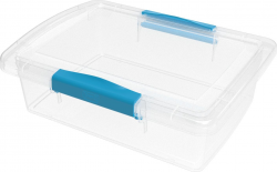 Ящик для хранения Laconic mini пластиковый прозрачный с защелками небесными 1,25 л