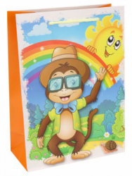 Dream cards Пакет подарочный с мат. лам. Приветливая обезьянка 26х32х10 см (L),210 г ПКП-3476