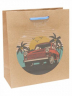 Пакет подарочный из крафт-бумаги 16х18х7 см (craft S) Машина на пляже, 130 г ПКП-3516