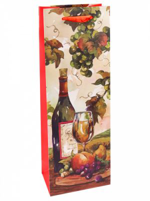 Пакет подарочный Dream Cards Натюрморт с вином и фруктами 12x36x8,5 см арт. ПКП-6277