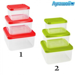 Комплект контейнеров для продуктов Amore квадратных 0,4л + 0,7л + 1,2л арт. GR1858