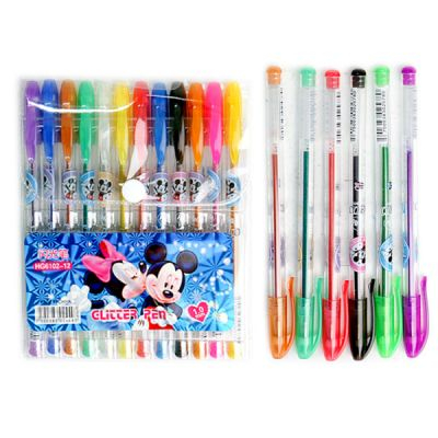 Ручки гелевые GH6102-12 цветные с блестками 12 шт арт. 120246-7