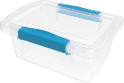 Ящик для хранения Laconic mini пластиковый прозрачный с защелками небесными 0,85 л