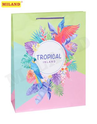 Optima Пакет подарочный с матовой ламинацией 26,4x32,7x8 см  (L) Тропический остров, 128 г ППД-9871