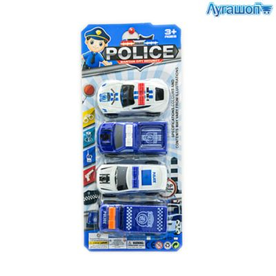 Машинка Police 9 см 4 шт арт. YLI-12-18-1G