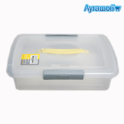 Ящик для хранения Laconic пластиковый прозрачный с защелками и ручкой 5 л желтый/серый
