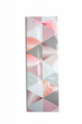 Пакет подарочный с глянцевой ламинацией  12x36x8,5 см (Bottle) Розовый стиль, 157 г ПКП-7338