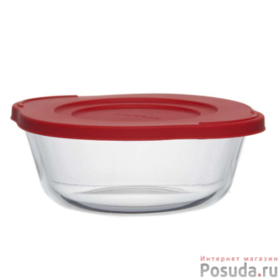Посуда для свч круглая 1,0 л c пластиковой крышкой арт.59133K