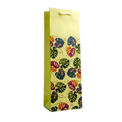 Dream cards Пакет подарочный с матовой ламинацией  12х36х9 см (Bottle) Нежные листья, 210 г ПП-4022