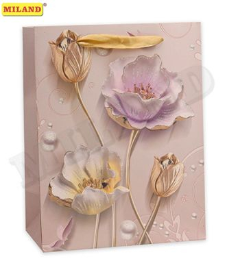 Пакет подарочный Dream cards Утонченные цветы 42х31х12 см арт. ПП-4190