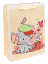 Dream cards Пакет подарочный с мат. лам. Забавный слоник 18х24х8.5 см (M),210 г  ПКП-3426