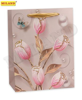 Пакет подарочный Dream cards Нежно-розовые цветы 42х31х12 см арт. ПП-4191